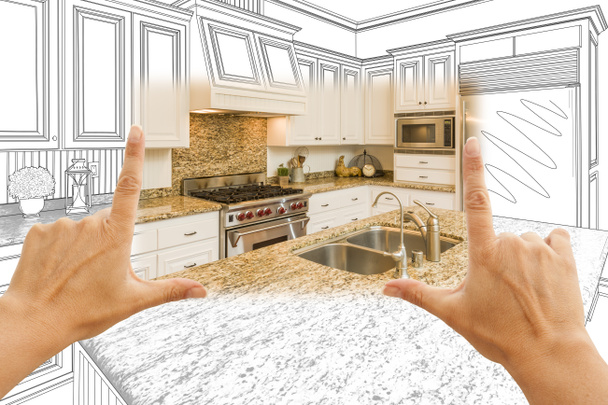 Mani che incorniciano Disegno di design personalizzato della cucina e foto quadrate Com
 - Foto, immagini