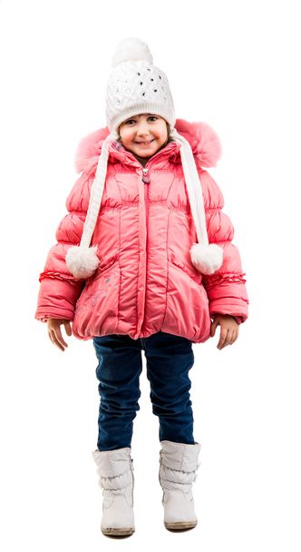 маленька дівчинка в теплому одязі ізольована
  - Фото, зображення