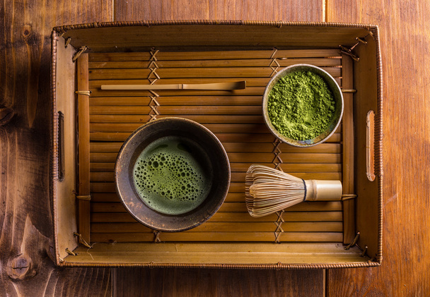 Powdered green tea  - Fotoğraf, Görsel