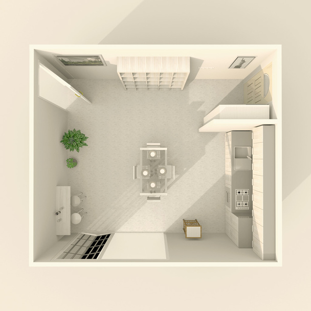3d sisätilojen renderöinti kotimaan keittiö huone
 - Valokuva, kuva