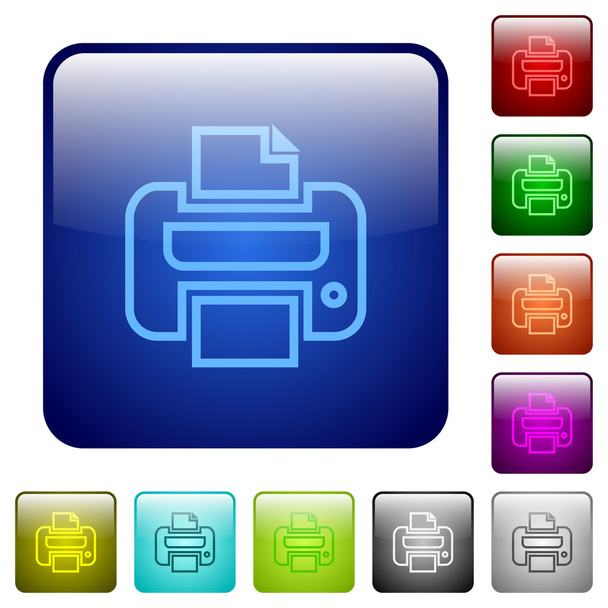カラー印刷の正方形ボタン - ベクター画像
