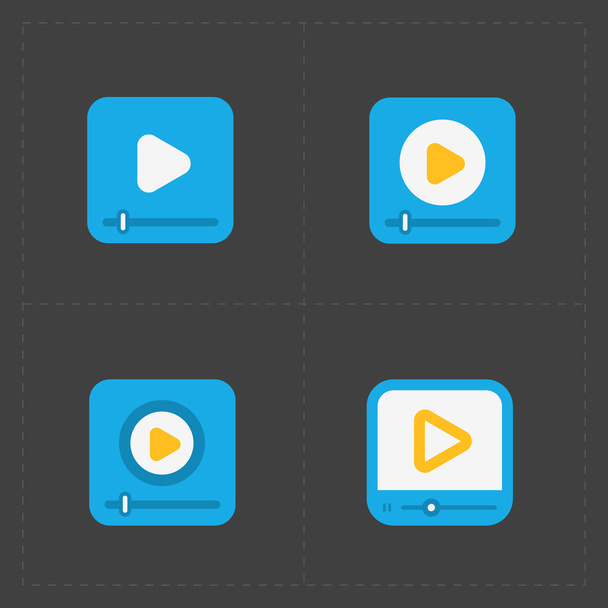 Modern vector flat video player icons. - Vector, Image