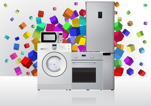 domestic appliances machine - Vector, Image
