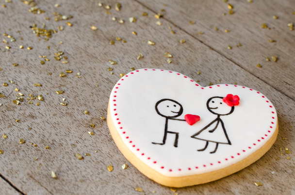 San Valentin bruiloft cookie. - Foto, afbeelding