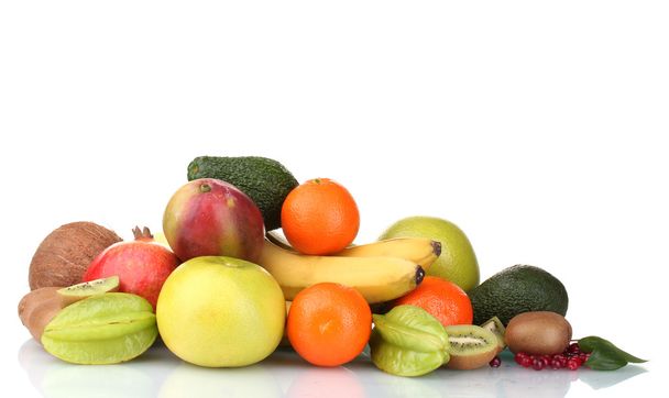 Assortment of exotic fruits isolated on white - Photo, Image