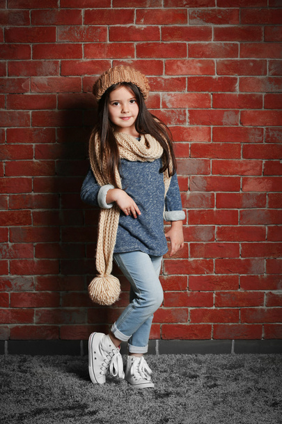 Portrait of little fashion kid girl - Zdjęcie, obraz