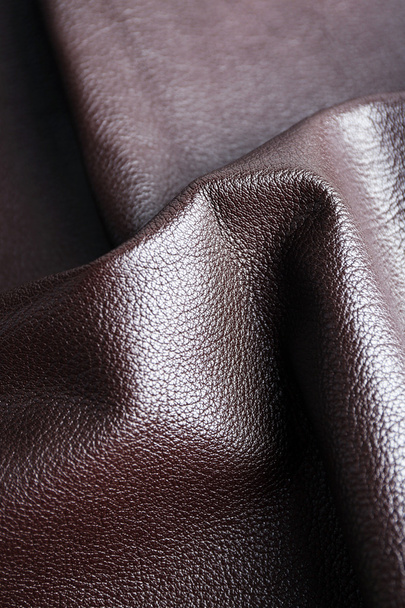 Brown wrinkled leather texture background - Φωτογραφία, εικόνα