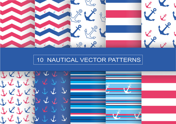 10 NAUTICAL VECTOR PATTERNS - Vector, Image