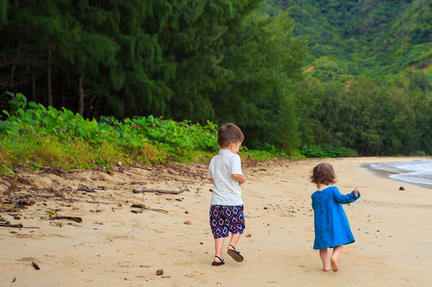 Brother and Sister on Beach in Hawaii - Φωτογραφία, εικόνα