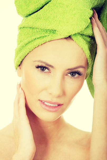 Beauty woman with turban towel. - Foto, Imagen