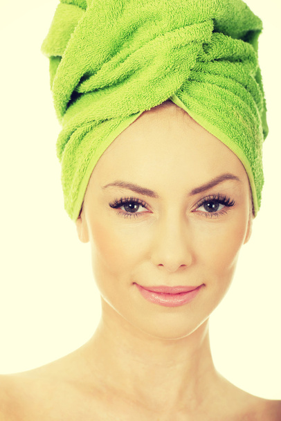 Beauty woman with turban towel. - Fotoğraf, Görsel