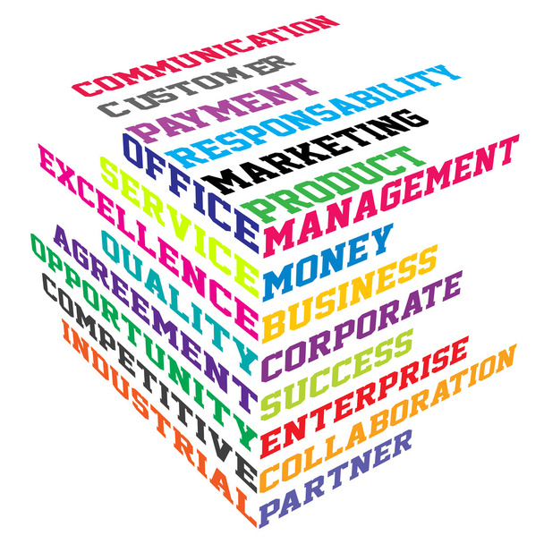 Abstract colored cube with business terms - Vector, Image