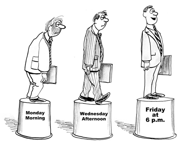 Businessman is More Excited Friday Afternoon Than Monday Morning. - Photo, Image