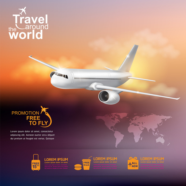 Airline Vector Concept Ταξίδι σε όλο τον κόσμο - Διάνυσμα, εικόνα