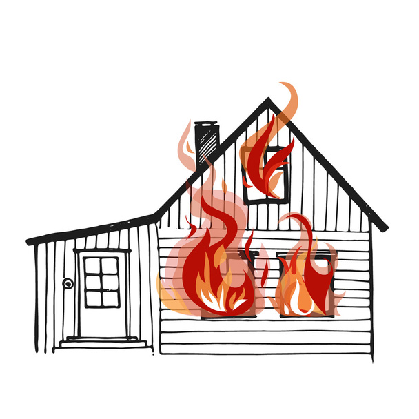 Burning house isolated on white bacground. - Vector, Image