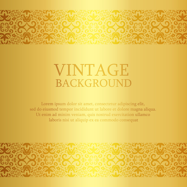 Vintage golden background with lace top and down decoration - Vektör, Görsel