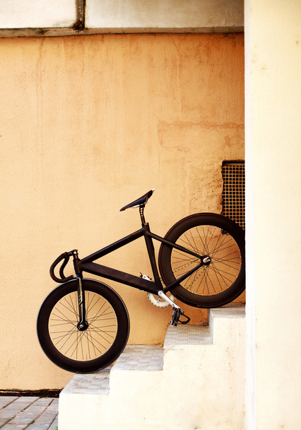 fixed gear trek bicycle on stairs - Photo, image