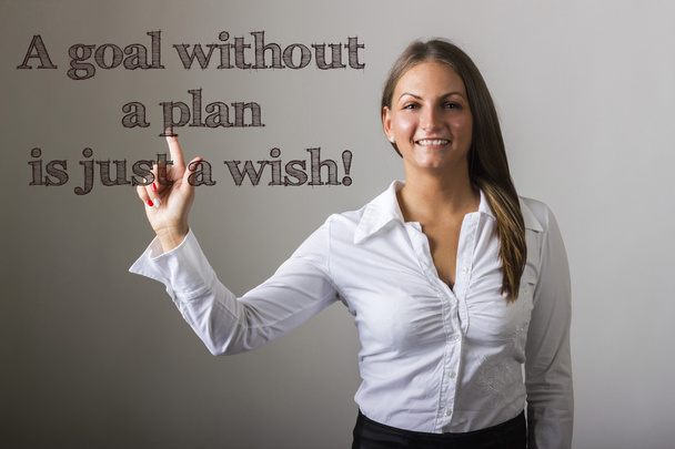 A goal without a plan is just a wish! - Beautiful girl touching  - Photo, Image