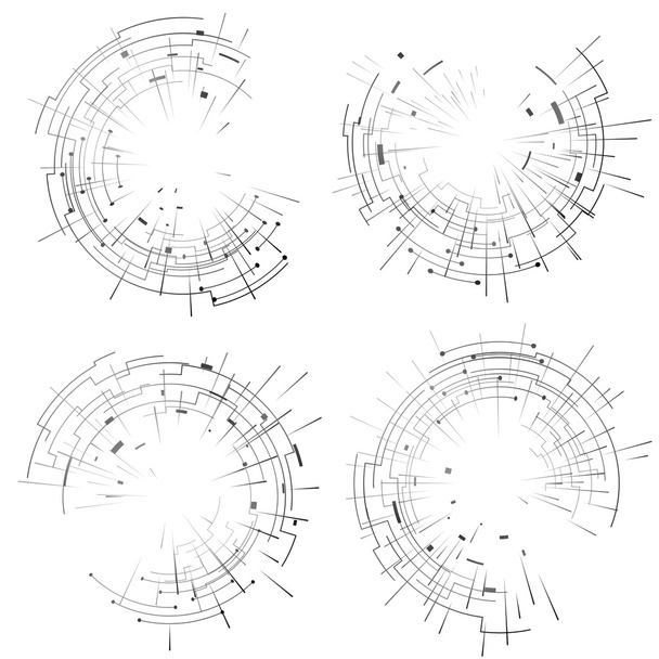 Elementos abstractos conjunto de líneas circulares y rayos
 - Vector, Imagen