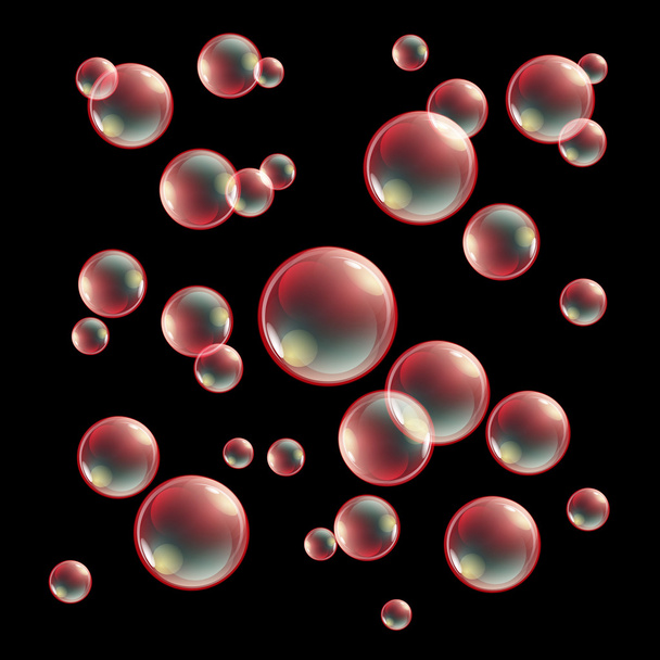 цветные мыльные пузыри на черном фоне
 - Вектор,изображение