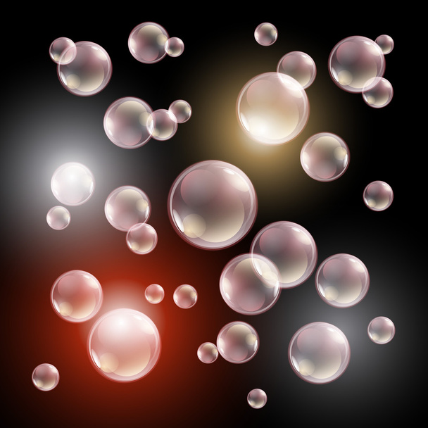 colored soap bubbles on a black background Vector illustration - Vecteur, image