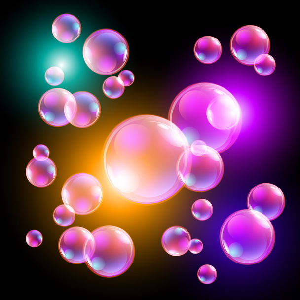 Vector illustration of shiny bubbles on the sky background - Vektori, kuva