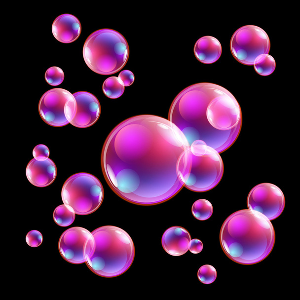 Vector illustration of shiny bubbles on the sky background - Wektor, obraz