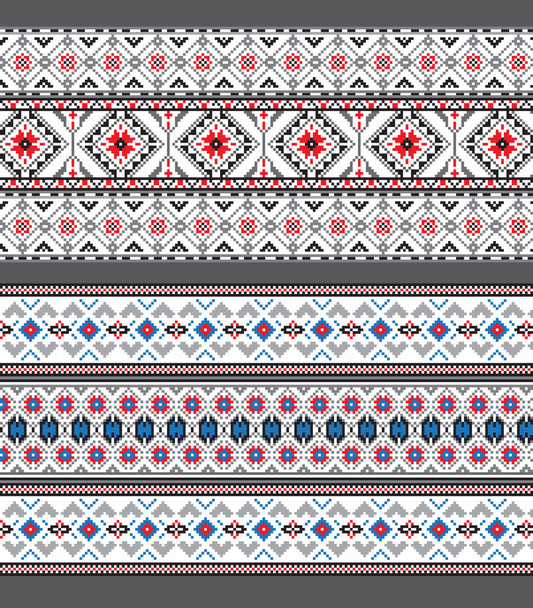 異なる色の民族装飾パターンのセット - ベクター画像