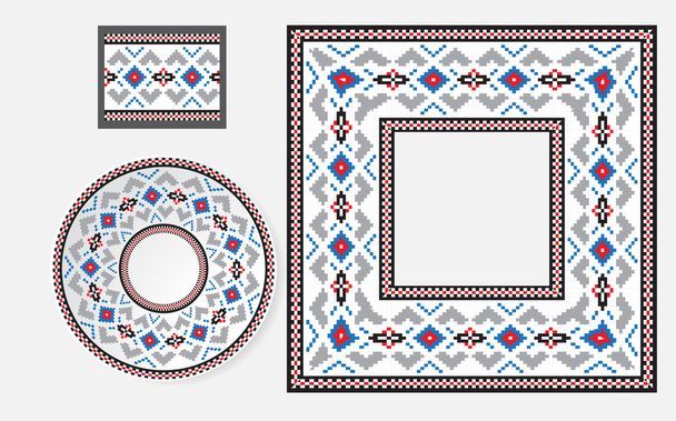 Satz von Pinseln mit ethnischen Ornamenten - Vektor, Bild