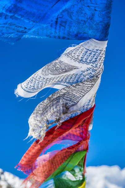 Σημαίες προσευχής στα Ιμαλάια με Ama Dablam κορυφή η έκφραση - Φωτογραφία, εικόνα