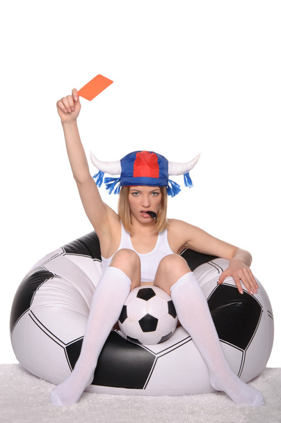 Football and soccer supporter showing red card - Fotoğraf, Görsel