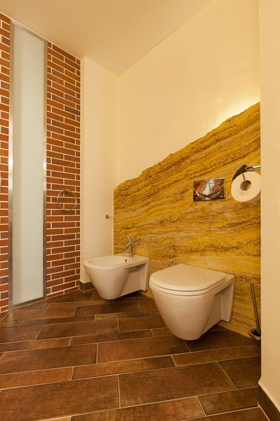 Çatı katı tuvalet kahverengi tonlarında - Fotoğraf, Görsel