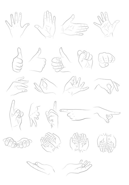 die verschiedenen Positionen der Hände - Vektor, Bild