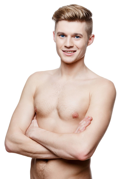 Young shirtless man isolated on white - Φωτογραφία, εικόνα