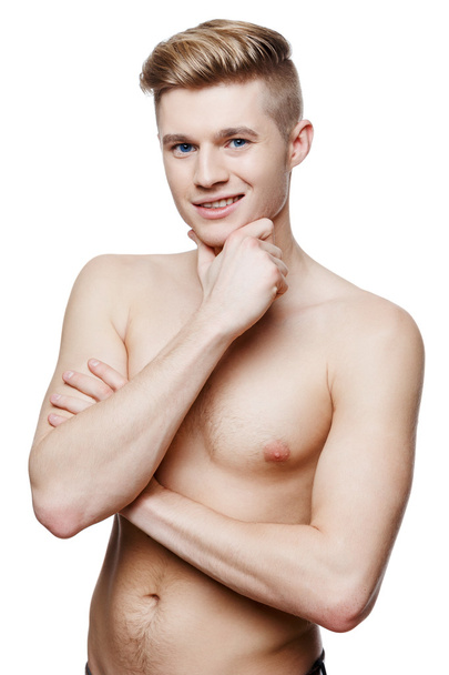 Young shirtless man isolated on white - Foto, Bild