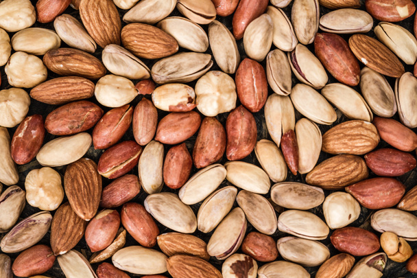Pistachios, Nuts, Almonds and Hazelnuts Texture and Background - Photo, Image