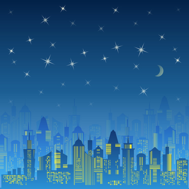 City urban design. Night landscape. - ベクター画像