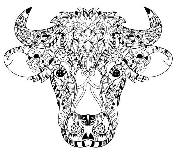 Hand drawn doodle outline cow head - Vector, Image