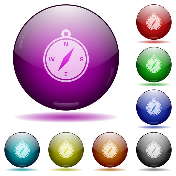 Compass glass sphere buttons - Vector, Image