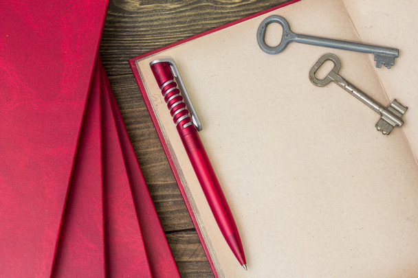 red pen, red book - Photo, Image