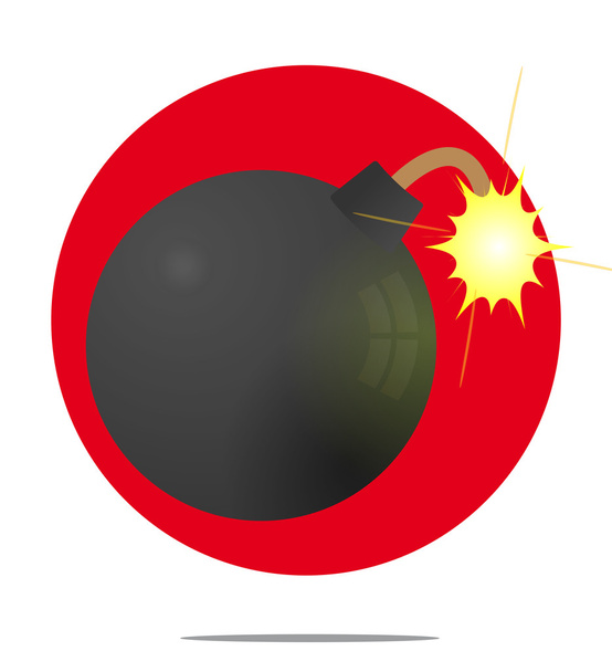 Illustration of a bomb with red circle background - Vector, Image