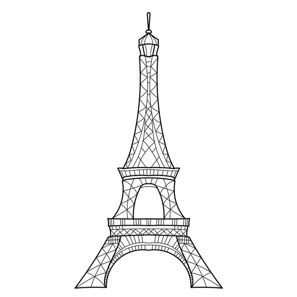 Torre Eiffel Doodle. Desenho vetorial desenhado à mão
. - Vetor, Imagem