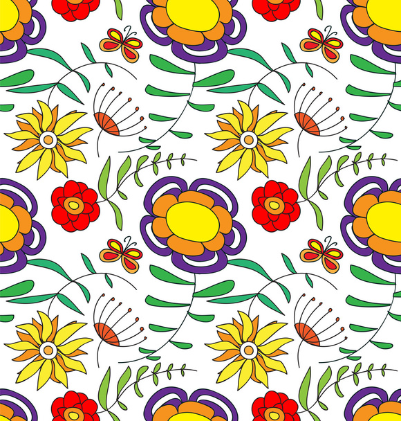 Multi Colored flowers on a white background - Vector, Image