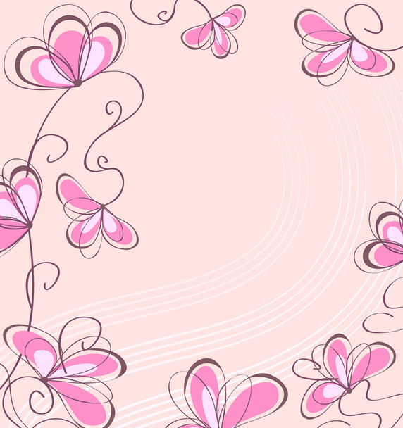 Brown flowers on a pink background - Vector, imagen