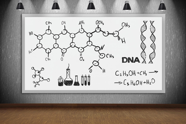 banner with drawing chemical scheme - Photo, Image