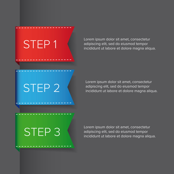 Step one two three bookmark ribbon -  progress vector - Vettoriali, immagini