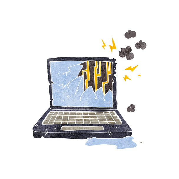 ретро-мультфильм сломанный компьютер
 - Вектор,изображение