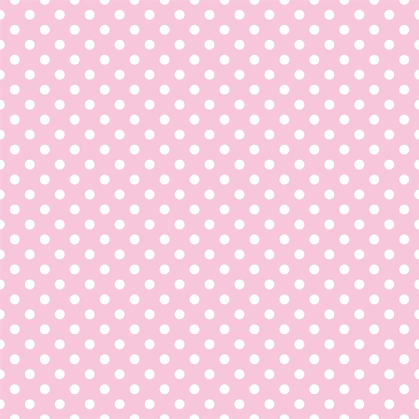 Polka dots on baby pink background retro seamless vector pattern - Vector, Image