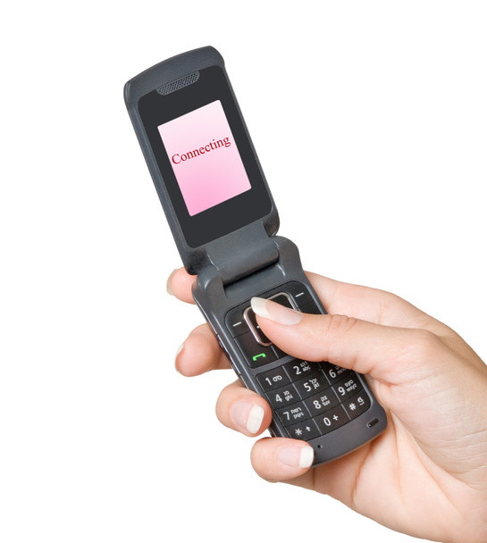 mobiele telefoon met 'aansluiten' weergegeven op het scherm - Foto, afbeelding