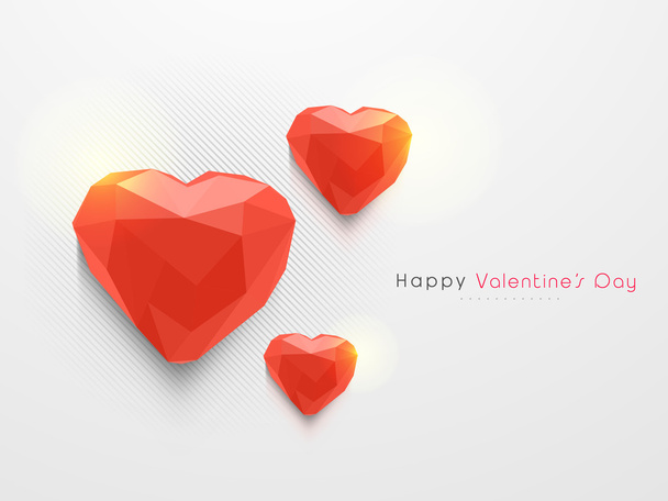 Glossy origami hearts for Valentine's Day. - Διάνυσμα, εικόνα